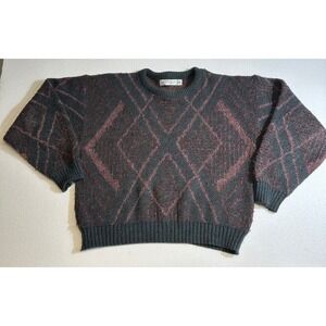 Vintage Jantzen Men's Argyle Sweater Pullover Charcoal Red Size XL
